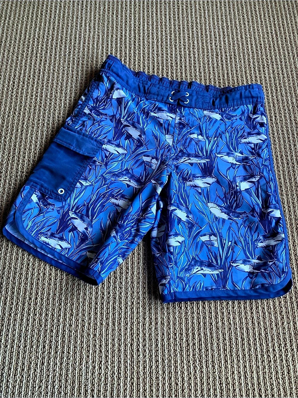 Cat & Jack Boys Shark Print Swim Trunks Medium (10/12) Husky